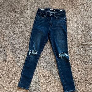 Levi's Dark Blue Distressed Skinny Jeans